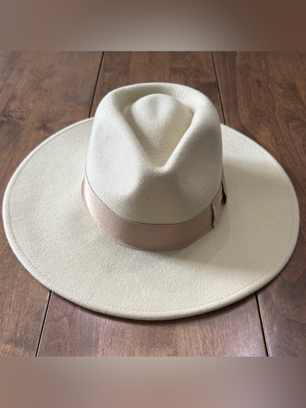 Brixton Joanna Felt Hat in Light Khaki Wide-Brim Wool Fedora Size Medium